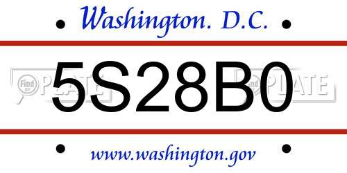 5S28B0 District Of Columbia License Plate