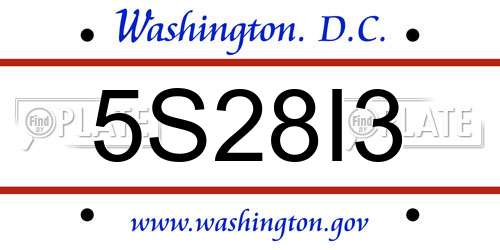 5S28I3 District Of Columbia License Plate