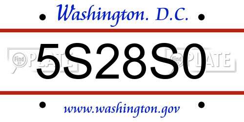 5S28S0 District Of Columbia License Plate