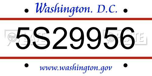 5S29956 District Of Columbia License Plate