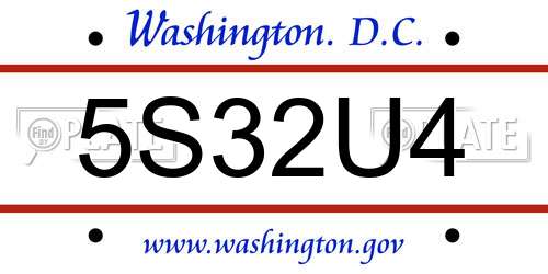 5S32U4 District Of Columbia License Plate