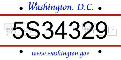 5S34329 District Of Columbia License Plate