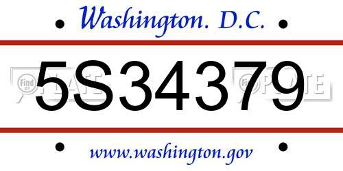 5S34379 District Of Columbia License Plate