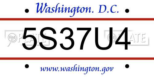 5S37U4 District Of Columbia License Plate