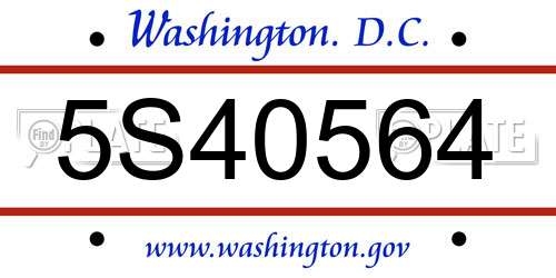 5S40564 District Of Columbia License Plate