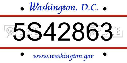5S42863 District Of Columbia License Plate