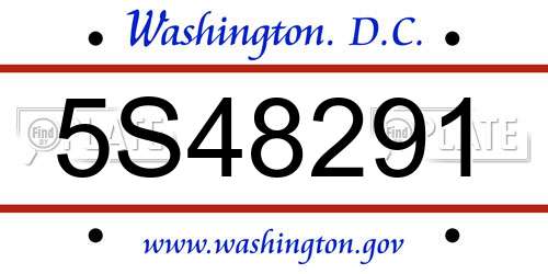 5S48291 District Of Columbia License Plate