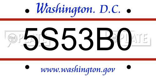 5S53B0 District Of Columbia License Plate