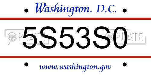 5S53S0 District Of Columbia License Plate