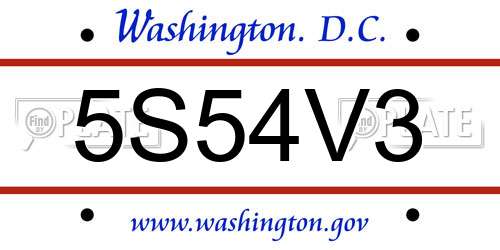 5S54V3 District Of Columbia License Plate