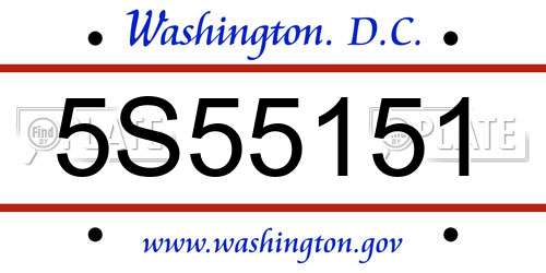 5S55151 District Of Columbia License Plate