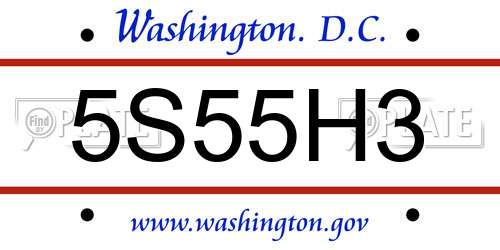5S55H3 District Of Columbia License Plate