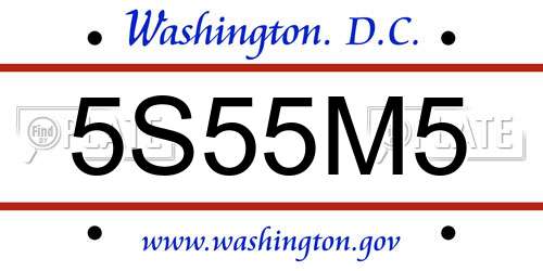 5S55M5 District Of Columbia License Plate
