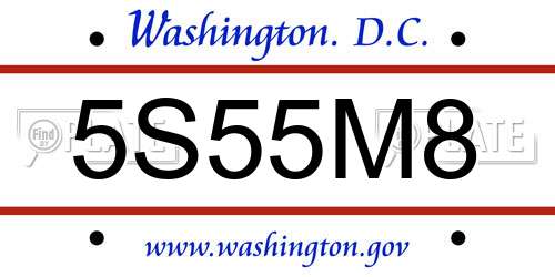 5S55M8 District Of Columbia License Plate