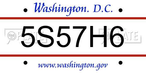 5S57H6 District Of Columbia License Plate