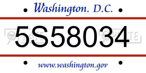 5S58034 District Of Columbia License Plate