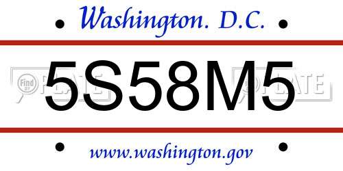 5S58M5 District Of Columbia License Plate