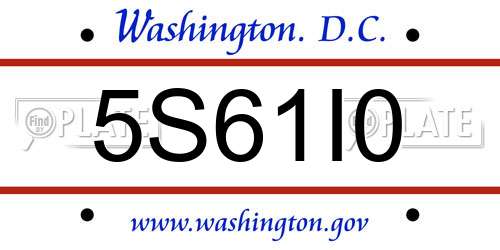 5S61I0 District Of Columbia License Plate