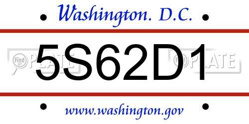 5S62D1 District Of Columbia License Plate