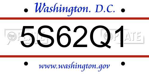 5S62Q1 District Of Columbia License Plate