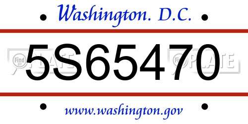 5S65470 District Of Columbia License Plate