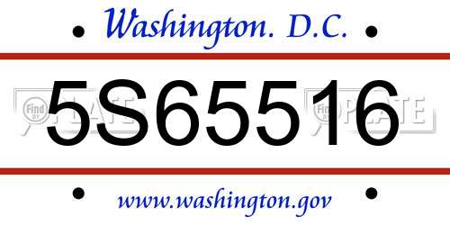 5S65516 District Of Columbia License Plate