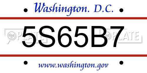 5S65B7 District Of Columbia License Plate