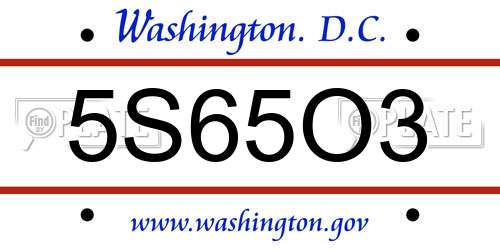 5S65O3 District Of Columbia License Plate