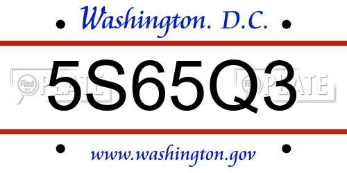 5S65Q3 District Of Columbia License Plate