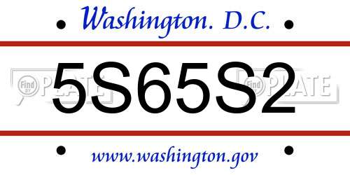 5S65S2 District Of Columbia License Plate