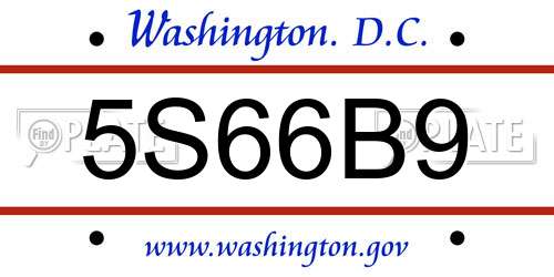 5S66B9 District Of Columbia License Plate