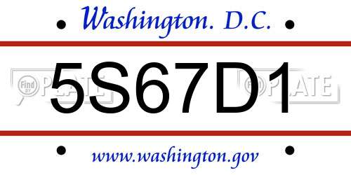 5S67D1 District Of Columbia License Plate