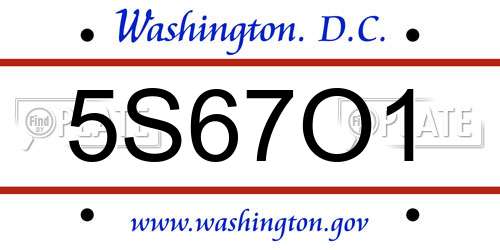 5S67O1 District Of Columbia License Plate