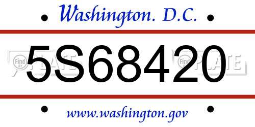5S68420 District Of Columbia License Plate