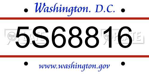5S68816 District Of Columbia License Plate