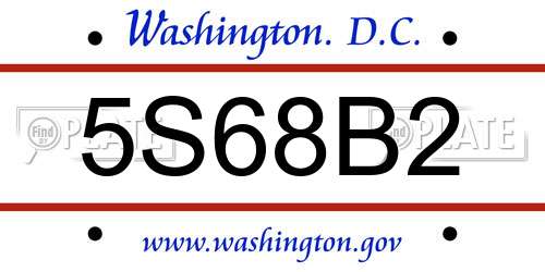 5S68B2 District Of Columbia License Plate