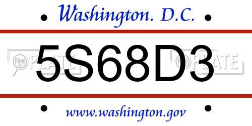 5S68D3 District Of Columbia License Plate