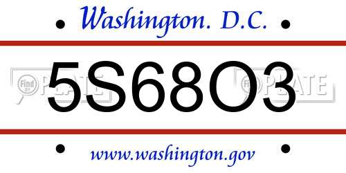 5S68O3 District Of Columbia License Plate