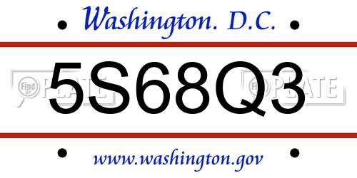 5S68Q3 District Of Columbia License Plate