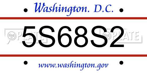 5S68S2 District Of Columbia License Plate