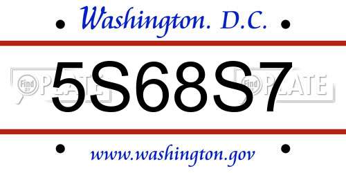 5S68S7 District Of Columbia License Plate