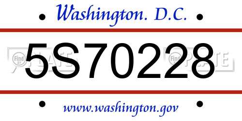 5S70228 District Of Columbia License Plate