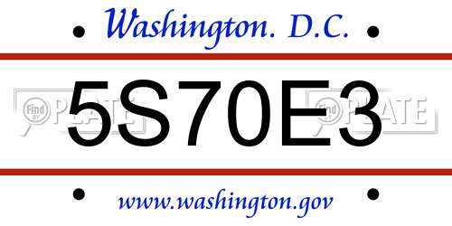 5S70E3 District Of Columbia License Plate