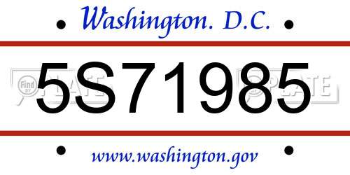 5S71985 District Of Columbia License Plate