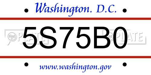 5S75B0 District Of Columbia License Plate
