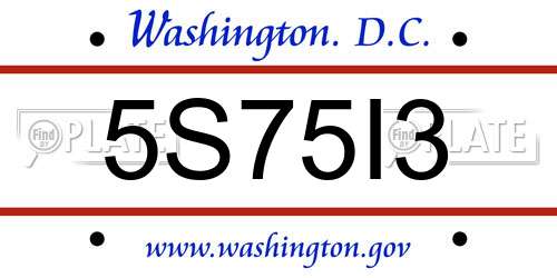 5S75I3 District Of Columbia License Plate