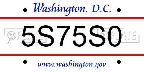 5S75S0 District Of Columbia License Plate