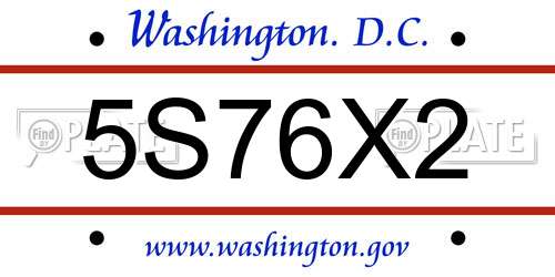 5S76X2 District Of Columbia License Plate
