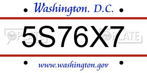 5S76X7 District Of Columbia License Plate