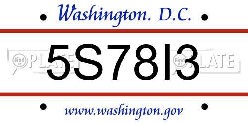 5S78I3 District Of Columbia License Plate